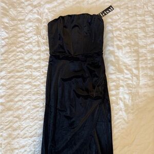 Trixxi Satin Black Strapless Dress